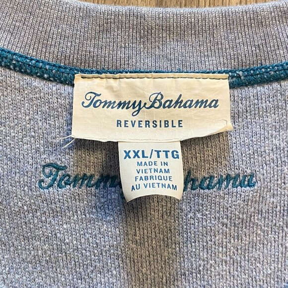 Tommy Bahama Reversible Men's XXL Sweater Teal Gray (stained) - Picture 3 of 7